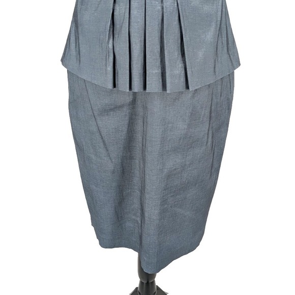 Mother of Wedding Dress SIZE 10 Steel Gray Peplum Midi SPARKLE Accent Excellent - Picture 6 of 12